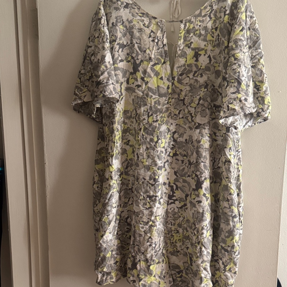 Splendid Gray and Yellow Floral Jumpsuit
